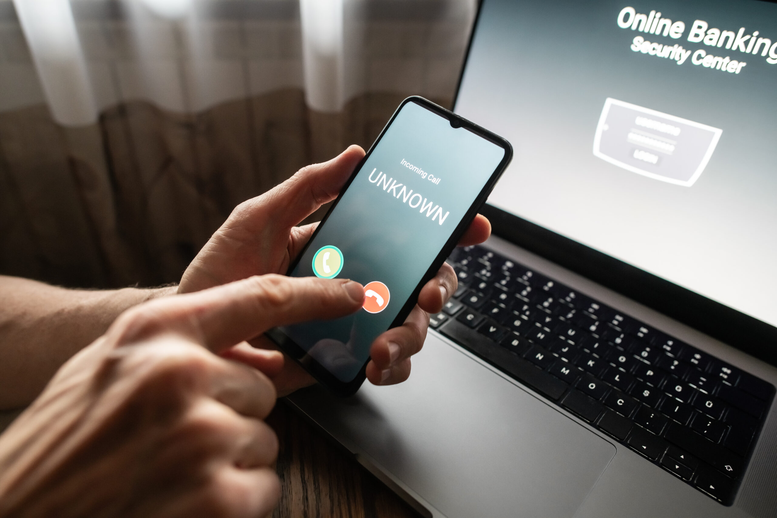 unknown phone call on phone screen